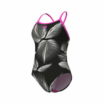 Arena W Frozen Leave Swimsuit Lightdrop Back black-pink 38