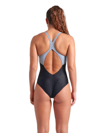 Arena W Bright Glare Swimsuit V Back black-sea foam 48 full back